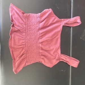 Express Orange Smocked Ruffled Tank Top